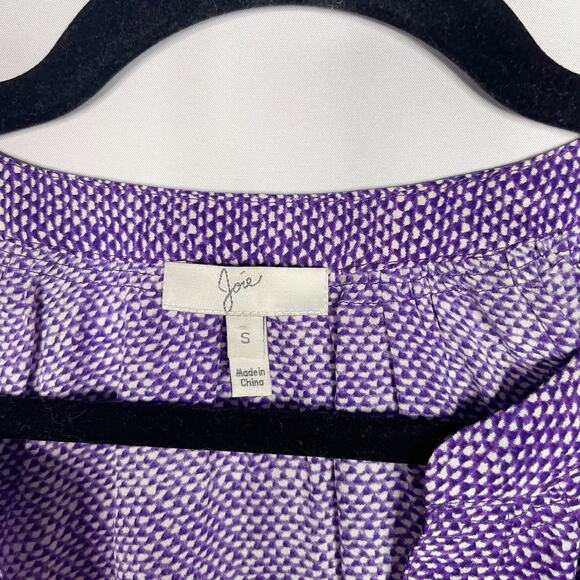 Joie Small S Purple Silk Textural Print Addie B Blouse Top VNeck 3/4 Sleeve - Picture 6 of 9